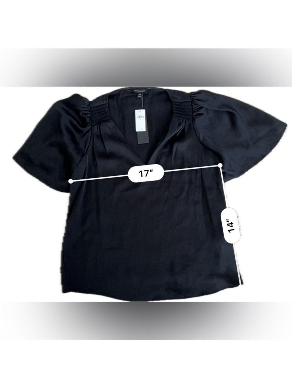 NWT BANANA REPUBLIC PETITE SATIN FLUTTER-SLEEVE TOP IN BLACK. SIZE XS - Picture 5 of 5